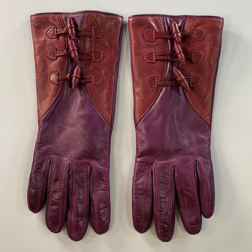 NO BRAND Size 8 Purple Burgundy Leather Gloves